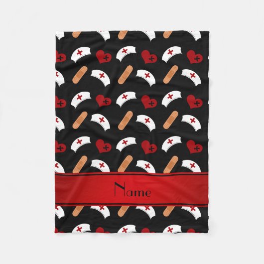 パーソナライズな一流の黒いナースパターン フリースブランケット (正面)
