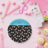 パーソナライズな一流の黒いバセットハウンド犬 ペーパープレート (パーティー)