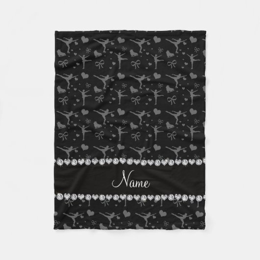 パーソナライズな一流の黒いフィギュアスケート フリースブランケット (正面)
