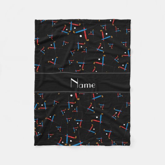 パーソナライズな一流の黒いフィールドホッケー フリースブランケット (正面)