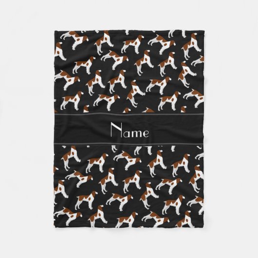 パーソナライズな一流の黒いブリッタニースパニエル犬犬 フリースブランケット (正面)