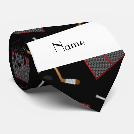 パーソナライズな一流の黒いホッケーパターン ネクタイ (ロール)