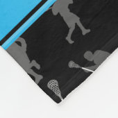 パーソナライズな一流の黒いラクロスのシルエット フリースブランケット (角)