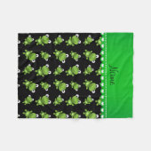 パーソナライズな一流の黒い緑カエル フリースブランケット (正面(横))