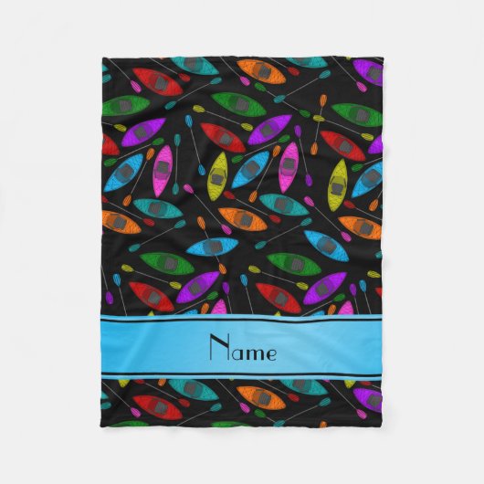 パーソナライズな一流の黒い虹のカヤック フリースブランケット (正面)