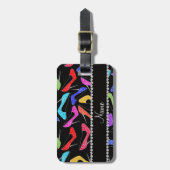 パーソナライズな一流の黒い虹のヒョウのハイヒール ラゲッジタグ (正面縦)