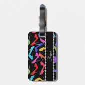 パーソナライズな一流の黒い虹のヒョウのハイヒール ラゲッジタグ (裏面縦)