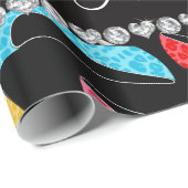 パーソナライズな一流の黒い虹のヒョウのハイヒール ラッピングペーパー (ロールコーナー)