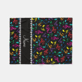 パーソナライズな一流の黒い虹音楽ノート フリースブランケット (正面(横))