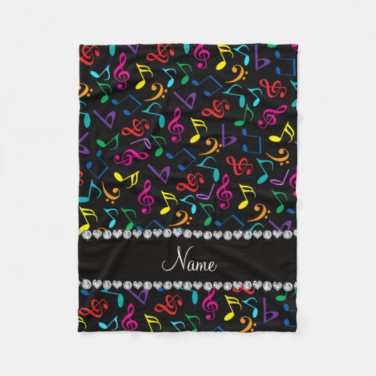 パーソナライズな一流の黒い虹音楽ノート フリースブランケット (正面)
