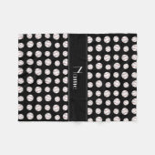 パーソナライズな一流の黒い野球 フリースブランケット (正面(横))