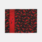 パーソナライズな一流の黒い(鳥)ショウジョウコウカンチョウパターン フリースブランケット (正面(横))