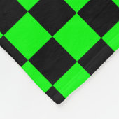 パーソナライズな一流の黒く、ネオン緑のチェッカー フリースブランケット (角)