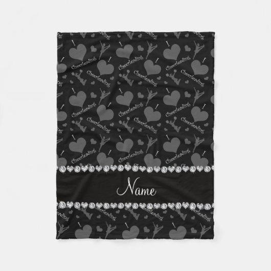 パーソナライズな一流の黒I愛チアリーティングのハート フリースブランケット (正面)