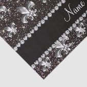 パーソナライズな一流の(紋章の)フラ・ダ・リの黒のグリッター 薄葉紙 (詳細)