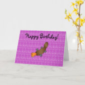 パーソナライズな一流のplatypusの紫色の泡 カード (黄色い花)