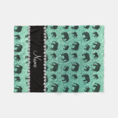 パーソナライズな一流のseafoamの緑のグリッター象 フリースブランケット (正面(横))