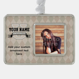 パーソナライズな一流大学カッコいいのおもしろいな大学 シルバープレートフレームオーナメント