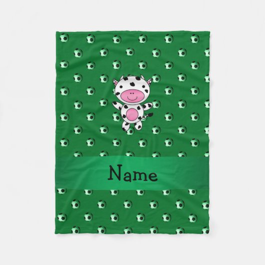 パーソナライズな一流牛緑のサッカーボール フリースブランケット (正面)