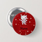パーソナライズな一流猫の赤の雪片 缶バッジ (正面&裏面)