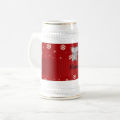 パーソナライズな一流象の赤の雪片 ビールジョッキ (正面左)