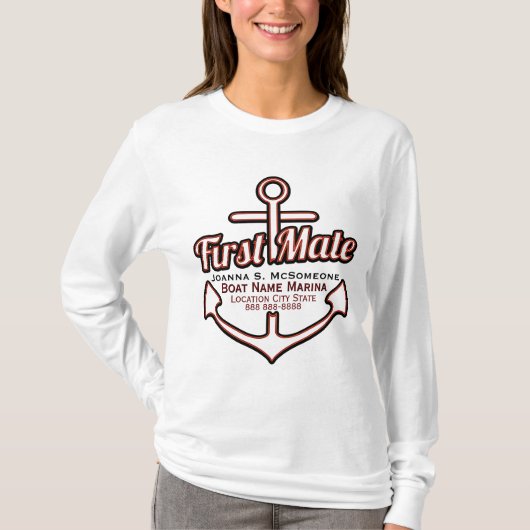 パーソナライズな一等航海士のいかりの航海のなティー Tシャツ (正面)