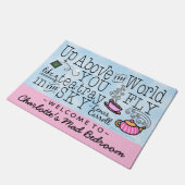 パーソナライズな不思議の国の茶Carrollの引用文のアリス ドアマット (アングル)