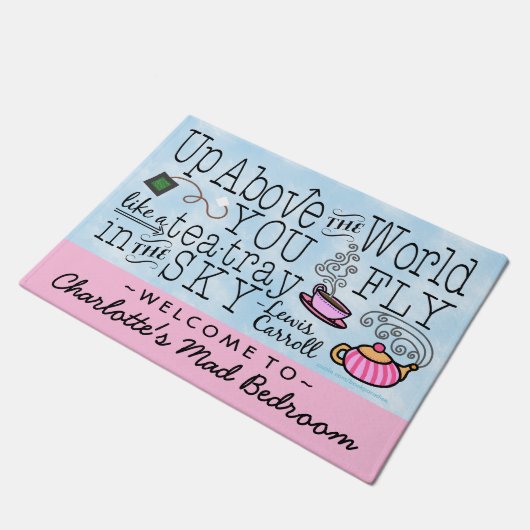 パーソナライズな不思議の国の茶Carrollの引用文のアリス ドアマット (アングル)