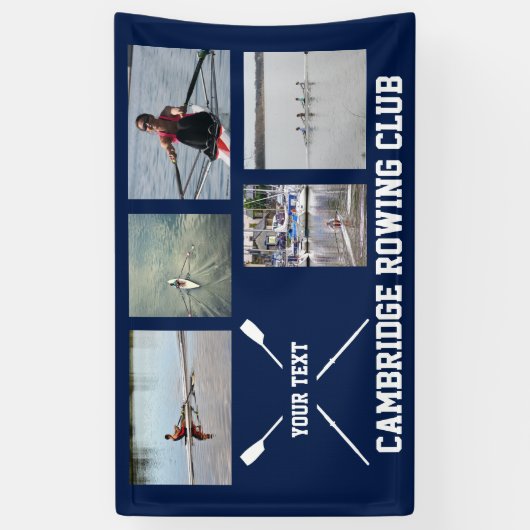 パーソナライズな乗組員のロウイングのオールクラブ写真のコラージュ 横断幕 (縦)