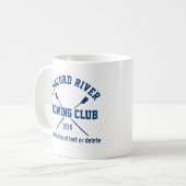 パーソナライズな乗組員のロウイングのロゴのオールのチーム名前年 コーヒーマグカップ (正面左)