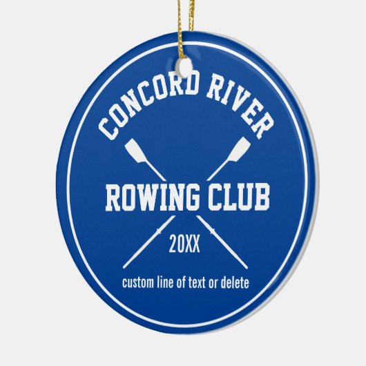 パーソナライズな乗組員のロウイングのロゴのオールのチーム名前年 セラミックオーナメント (左)
