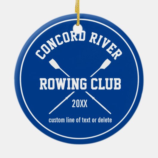 パーソナライズな乗組員のロウイングのロゴのオールのチーム名前年 セラミックオーナメント (裏面)