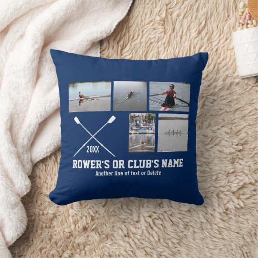パーソナライズな乗組員のロウイングの漕ぎ手クラブ名前年 クッション (ブランケット)