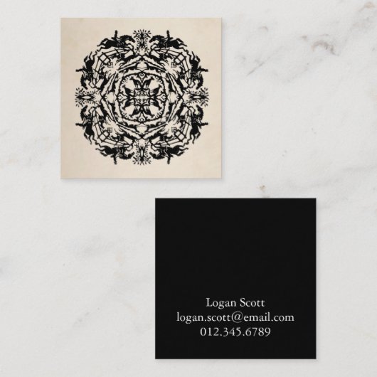 パーソナライズな乗馬の万華鏡のように千変万化するパターン スクエア名刺 (正面/裏面)