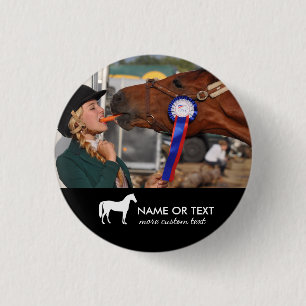パーソナライズな乗馬の騎手の写真 缶バッジ