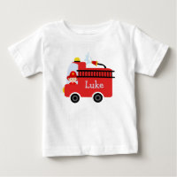 パーソナライズな乳児の消防車のTシャツ