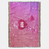 パーソナライズな乳癌の輝きのピンクのリボン スローブランケット (正面縦)