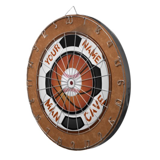 パーソナライズな人の洞窟のアイディアのスポーツのテーマの投げ矢 ダーツボード (正面右)