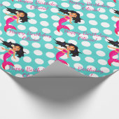 パーソナライズな人魚および水玉模様の包装紙 ラッピングペーパー (角)