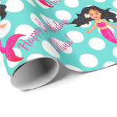 パーソナライズな人魚および水玉模様の包装紙 ラッピングペーパー (ロールコーナー)