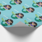 パーソナライズな人魚ラテンアメリカ系の粋でフェイクなホイルの女の子 ラッピングペーパー (角)
