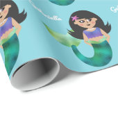 パーソナライズな人魚ラテンアメリカ系の粋でフェイクなホイルの女の子 ラッピングペーパー (ロールコーナー)