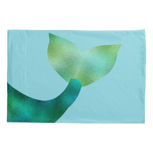 パーソナライズな人魚ラテンアメリカ系の粋でフェイクなホイルの女の子 枕カバー (裏面)