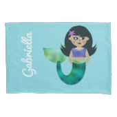 パーソナライズな人魚ラテンアメリカ系の粋でフェイクなホイルの女の子 枕カバー (正面)