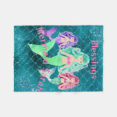 パーソナライズな人魚 フリースブランケット (正面(横))