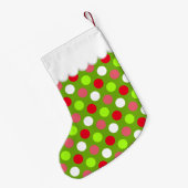 パーソナライズな休日の水玉模様 スモールクリスマスストッキング (裏面 (吊り時))