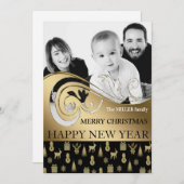 パーソナライズな休日カード白黒写真 シーズンカード (正面/裏面)