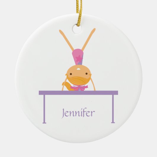 パーソナライズな体操の釣り合い梁の子供のオーナメント セラミックオーナメント (正面)