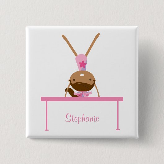 パーソナライズな体操の釣り合い梁はボタンをからかいます 缶バッジ (正面)