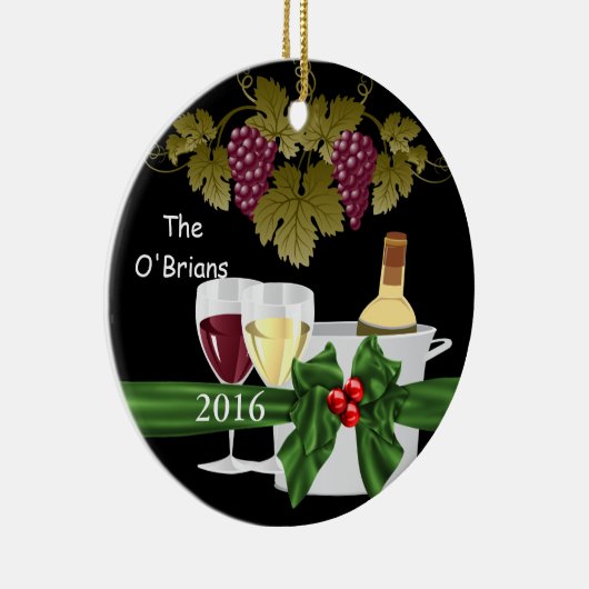 パーソナライズな優れたワイン愛好家2016のオーナメント セラミックオーナメント (右)
